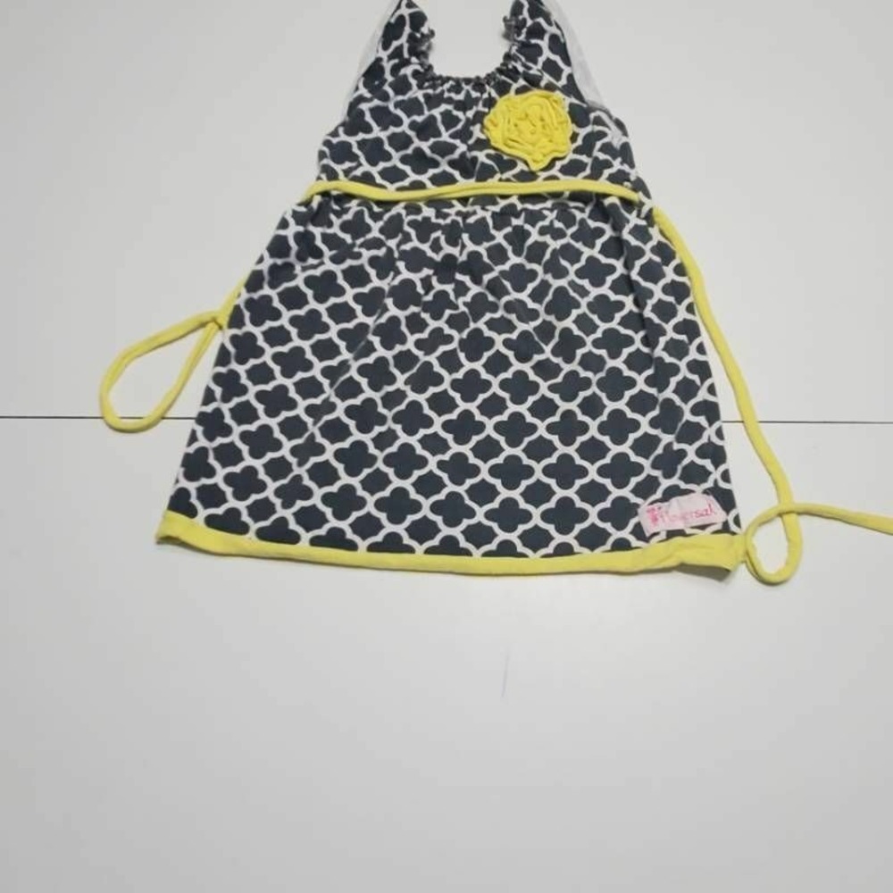 Flowersak Girls A Line Dress Black Quatrefoil Stretch Tie Back Sleeveless 8